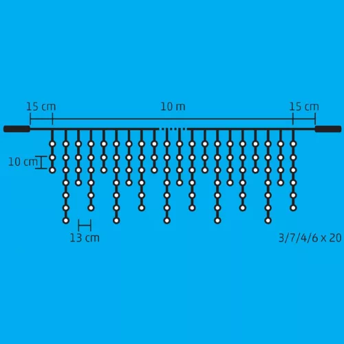 Home DLFJ 400/WH LED-es fényfüggöny, 10 m / 400 db hidegfehér LED, állófényű, fehér vezeték, sorolható, kül- és beltéri kivitel