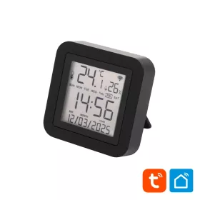   Home HSTHR távirányító, hő- és páratartalom mérő, óra, LCD kijelző, Smart Life, Tuya Smart, okos otthon, telefonos értesítés, automatizá