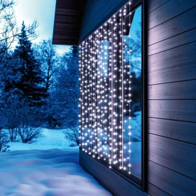   HOME KAF400DWH DOT LED-es fényfüggöny, 400 db hidegfehér DOT LED, 2x2m, 8 program, ismétlődő időzítés, hálózati tápellátás, kül- és belt