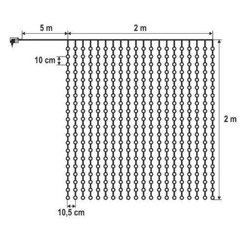 HOME KAF400DWH DOT LED-es fényfüggöny, 400 db hidegfehér DOT LED, 2x2m, 8 program, ismétlődő időzítés, hálózati tápellátás, kül- és belt