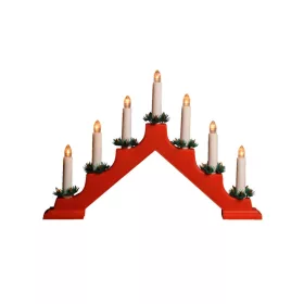   Home KAL 02 gyertyapiramis, 7 db LED, piros műanyag, kapcsolható, 3 funkció