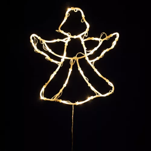 HOME KID501BWW LED-es angyal ablakdísz, 33x30 cm, 35 db melegfehér LED, időzítő, elemes tápellátás, beltéri kivitel