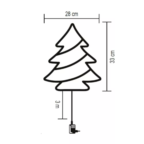 Home KID502WW fenyőfa ablakdísz, kül- és beltéri kivitel, 35 db melegfehér LED, 2 tapadókorong, fehér tápkábel, 33 x 28 cm