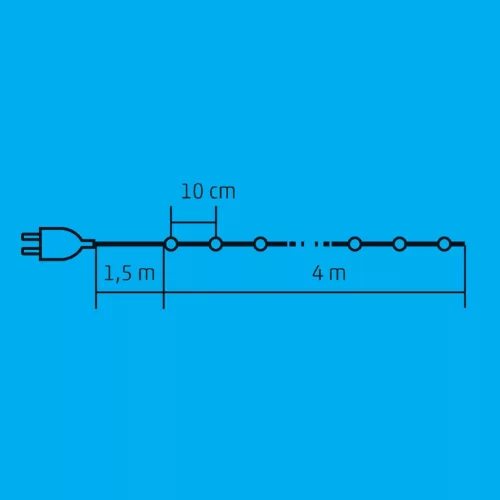 Home KIL 40C/M LED-es fényfüzér, 4 m / 40 db színes dekorált LED, állófényű, zöld vezeték, hálózati adapter, beltéri kivitel