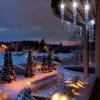 Home KJL 50C LED-es jégcsap fényfüzér, 7,3x0,25 m / 50 db hidegfehér LED, 50 db jégcsap, fehér vezeték, állófényű, hálózati adapter, kül