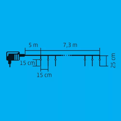 Home KJL 50C LED-es jégcsap fényfüzér, 7,3x0,25 m / 50 db hidegfehér LED, 50 db jégcsap, fehér vezeték, állófényű, hálózati adapter, kül