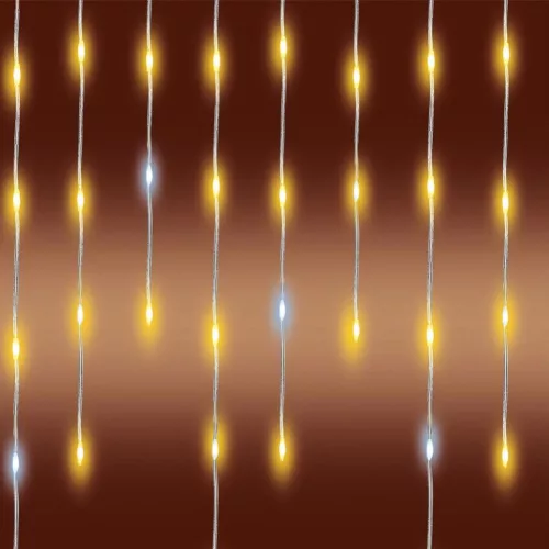 HOME KKF600D10M LED-es sziporkázó fényfüggöny, 600 db melegfehér DOT LED, átlátszó vezeték, 10 méter, hálózati adapter, kül- és beltéri 