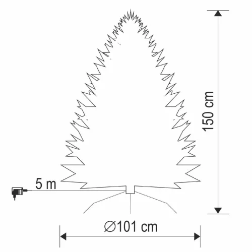 HOME KMF8LED150 havas műfenyő LED-ekkel, 170db melegfehér LED, 150cm magas, 101cm átmérő, 3D és 2D tűlevelek, hálózati tápellátás, belté