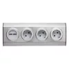 Home KNV 03/USB szerelhető konyhai hálózati elosztó USB aljzatokkal, 3 védőérintkezős és 2 USB aljzat, rozsdamentes acél, felszerelés sa
