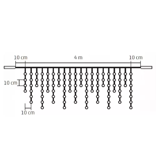 Home KSF 200/WH LED-es fényfüggöny, 4 m / 200 db hidegfehér LED, állófényű, fekete vezeték, sorolható, kül- és beltéri kivitel