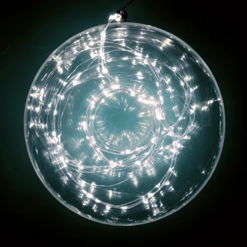 Home ML 200/WH micro LED-es fényfüzérköteg, 200 db hidegfehér micro LED, 10 ágú, vékony, ezüstszínű vezeték, hálózati adapter, kül- és b