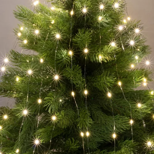 Home ML 200/WW micro LED-es fényfüzérköteg, 200 db melegfehér micro LED, 10 ágú, vékony, ezüstszínű vezeték, hálózati adapter, kül- és b