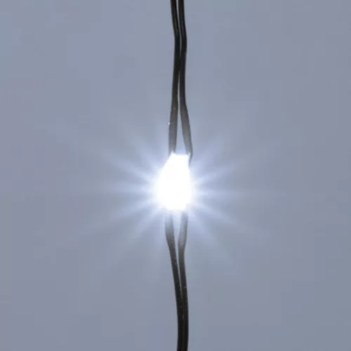 Home ML 250G/WH micro LED-es fényfüzérköteg, 250 db hidegfehér micro LED, 10 ágú, vékony, zöld színű vezeték, hálózati adapter, kül- és 