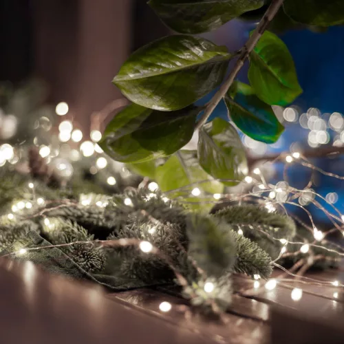 Home ML 30/WH micro LED-es fényfüzér, 2,9 m / 30 db hidegfehér micro LED, állófényű, kapcsolható és időzíthető, átlátszó vezeték, elemes