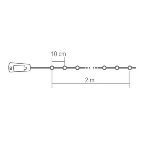 Home MLD 20/WW micro LED-es fényfüzér, 2 m / 20 db melegfehér micro LED, állófényű, átlátszó vezeték, gombelemes, dugó alakú elemtartó, 
