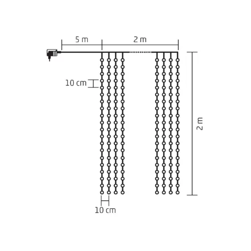 Home MLF 400/WW micro LED-es fényfüggöny, 2x2 m / 400 db melegfehér micro LED, átlátszó vezeték, hálózati adapter, kül- és beltéri kivit
