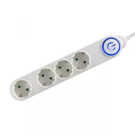   Home NV 04TK/WH talpkapcsolós elosztó világító kapcsolóval, 1,5 m, H05VV-F 3G1,0 mm2 kábel, 4 aljzat gyermekvédelemmel, max. 3500W, fehé