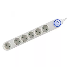  Home NV 06TK/WH talpkapcsolós elosztó világító kapcsolóval, 1,5 m, H05VV-F 3G1,0 mm2 kábel, 6 aljzat gyermekvédelemmel, max. 3500W, fehé