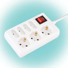   Home NV 17/WH hálózati elosztó, 1,5 m, H05VV-F 3G1,0 mm2 kábel, kapcsolós, IP20 kivitel, 3 védőérintkezős és 4 euro aljzat, max. 3500W, 