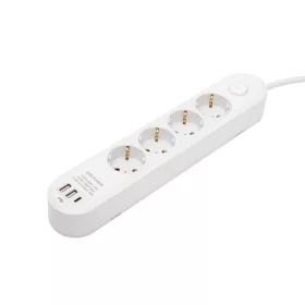   HOME NV4KUSBC hálózati elosztó, 1,5 m, H05VV-F 3G1,5 mm2 kábel, 4 védőérintkezős aljzat, USB töltőaljzat, max. 3680W, kétpólusú kapcsoló