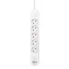 HOME NV5K3USBC hálózati elosztó, 3 m, H05VV-F 3G1,5 mm2 kábel, 5 védőérintkezős aljzat, USB töltőaljzat, max. 3680W, kétpólusú kapcsoló,