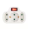 Home NVK 3/WH hálózati elosztó, kapcsolós 3 aljzat ( 1 földelt + 2 euró ), 250 V ~/ 50 Hz / 16 A / 3500 W
