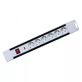   Home NVP 06K/WH túlfeszültség védett hálózati elosztó, 2 m, kapcsolós, H05VV-F 3G1,5 mm2 kábel, IP20 kivitel, 6 aljzat, max. 3500W, falr