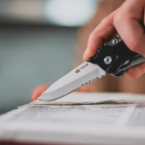 True Utility Handyone, TU181, 18 in 1, 7 cm penge, mágneses bitfej tartó, 9 féle bitfej, rozsdamentes acélváz, eluxált alumínium foganty