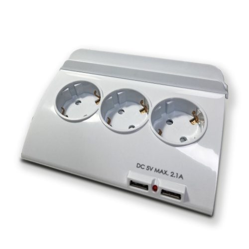 Technik Professional Elosztó Asztali 5 utas 1,5m kábel + 2 USB + kapcsoló 16A