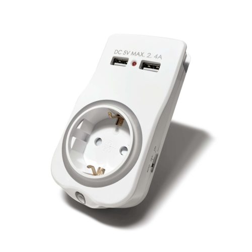 Technik Professional Elosztó Fali 1 utas Éjszakai Fénnyel + 2db USB