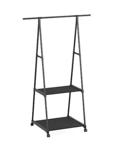 Ruhaakasztó cipőtartóval fekete színben (160 cm-es)