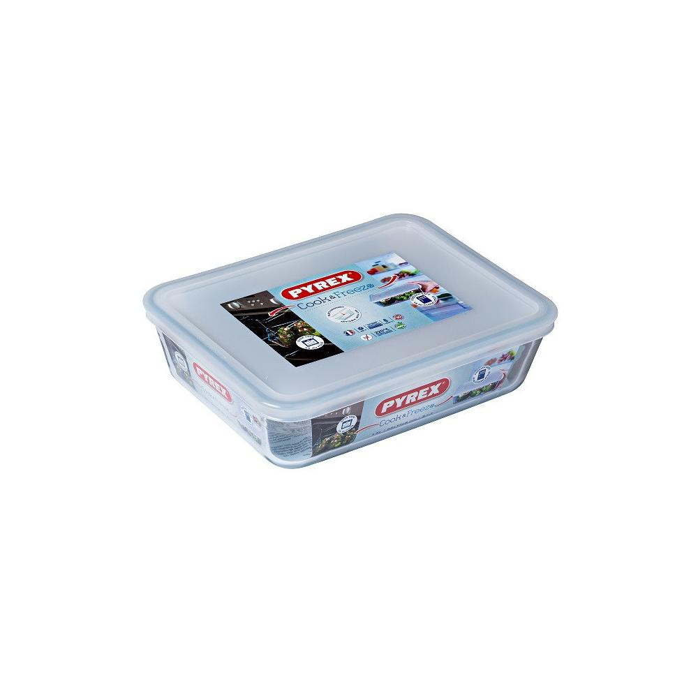 Pyrex COOK&FREEZE téglatest sütőtál+műa.tető 22x17x6 cm 1,5l